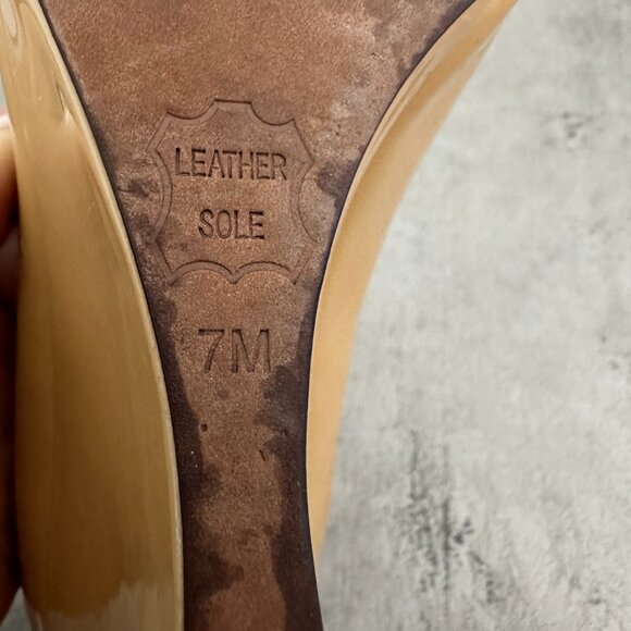 Tory Burch Trudy Peep Toe Patent Leather Wedge Size 7 - Picture 14 of 15